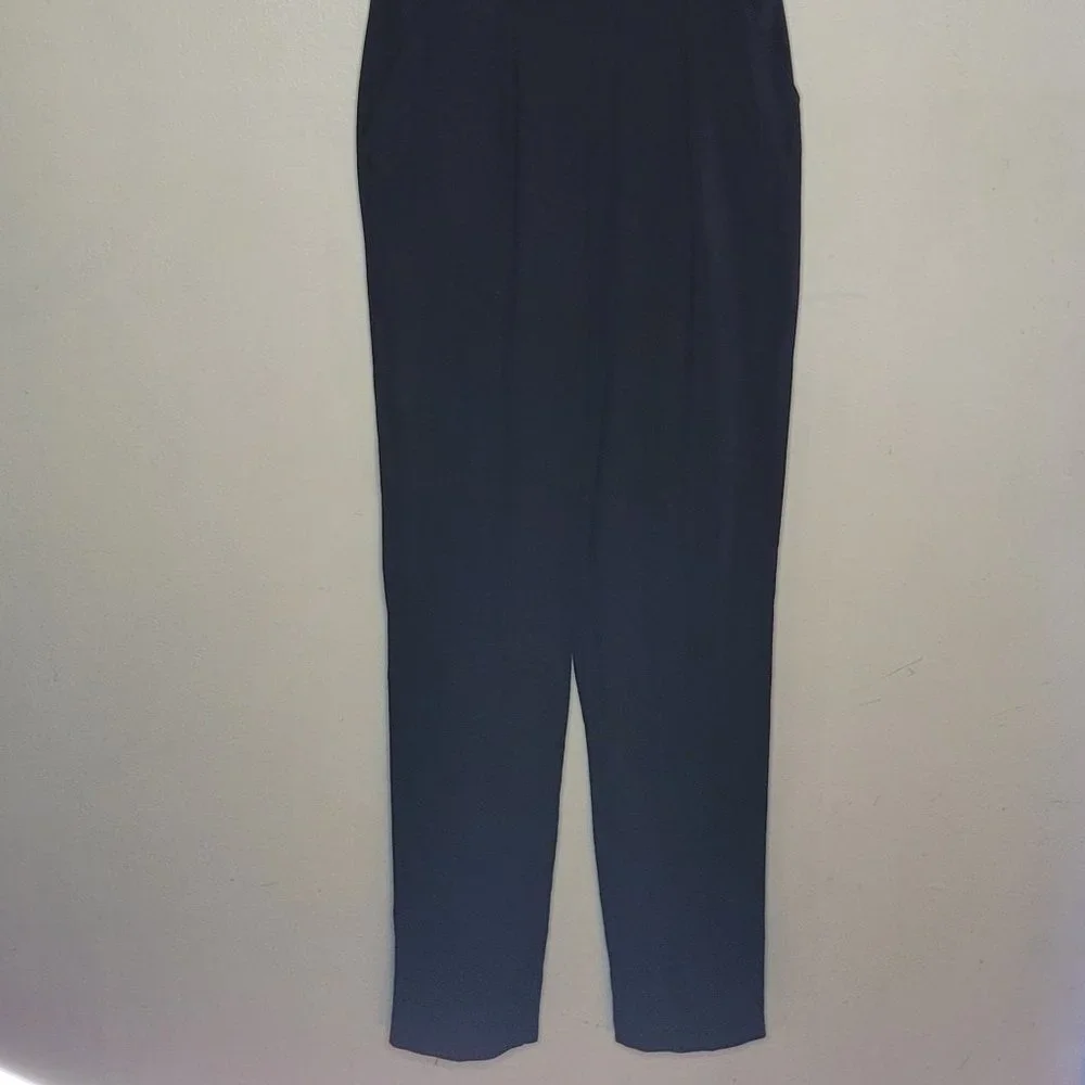 Nwt XOXO Jumpsuit Womens Black With Silver Beading Neckline Small Straight Leg - Picture 4 of 13